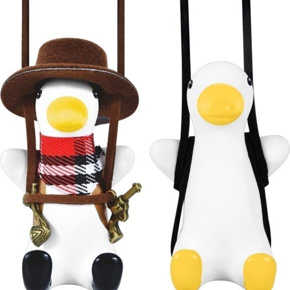 2Pcs Swinging Cute Car Ornament Duck, Car Mirror Hanging Accessories - Picture 1 of 6
